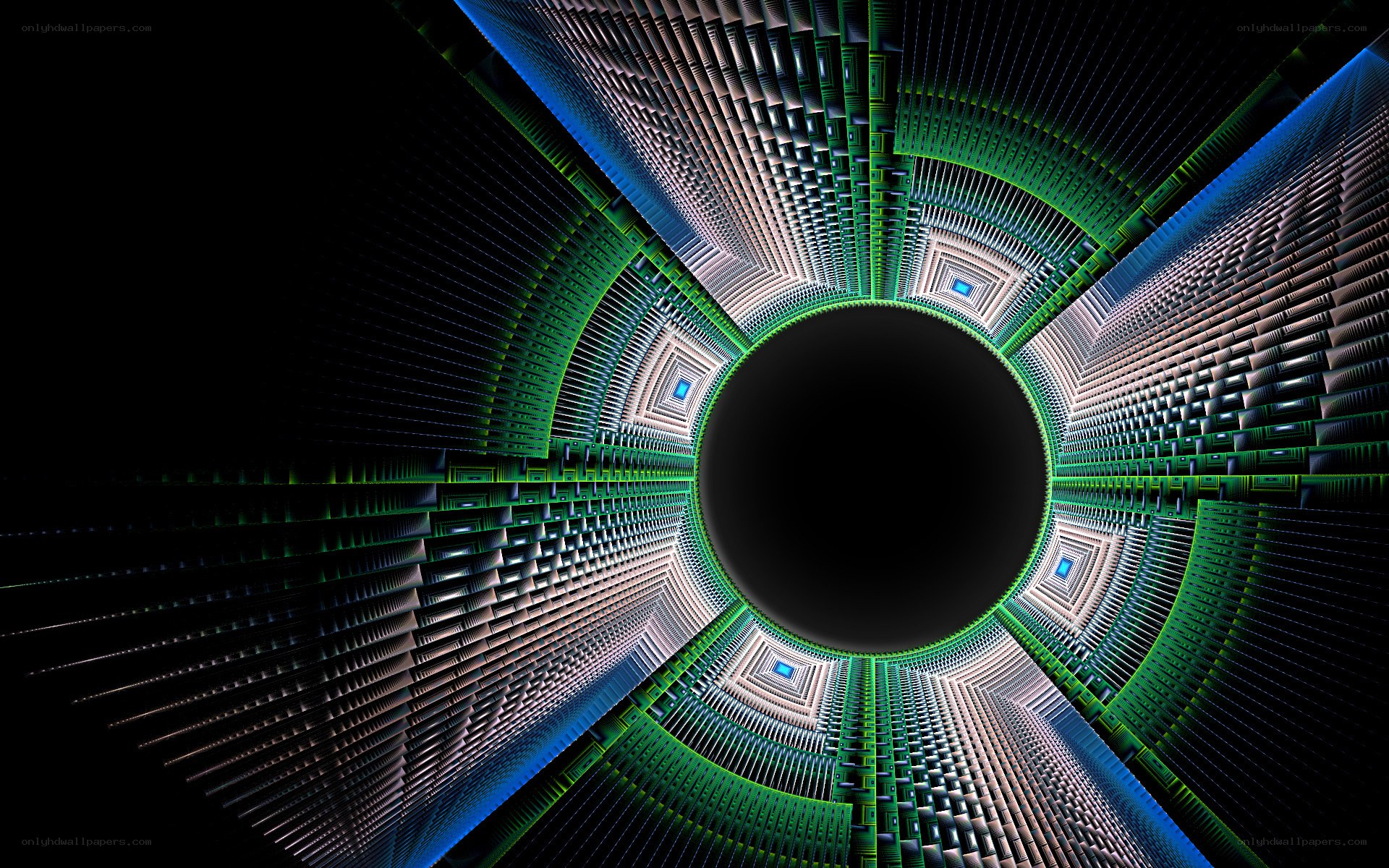 fractal tunnel with glowing patterns