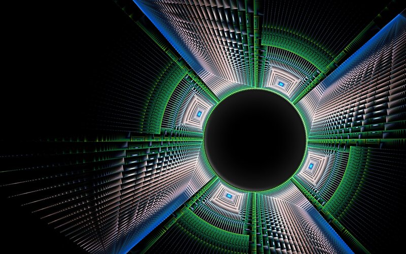 Fractal tunnel with glowing patterns