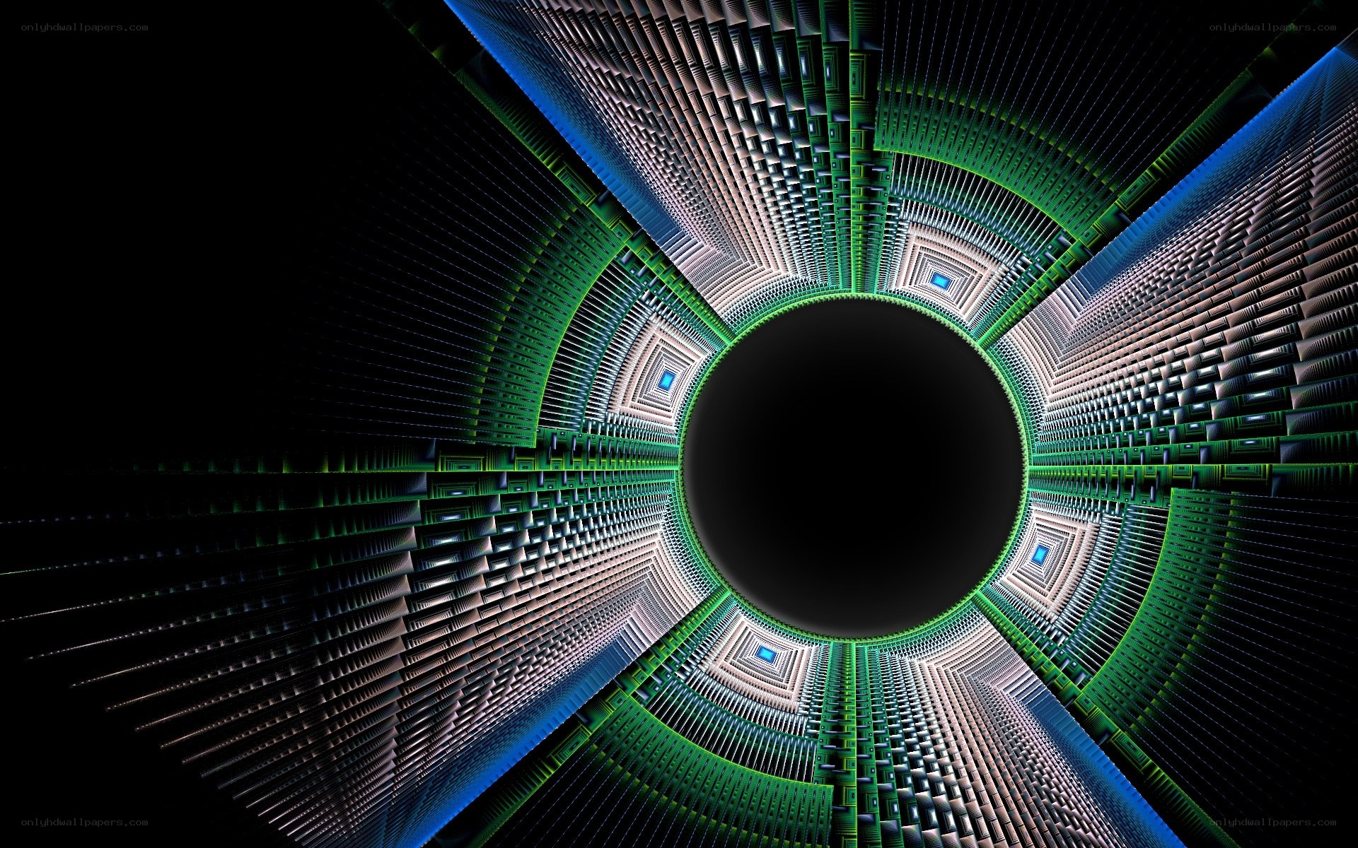 Fractal tunnel with glowing patterns