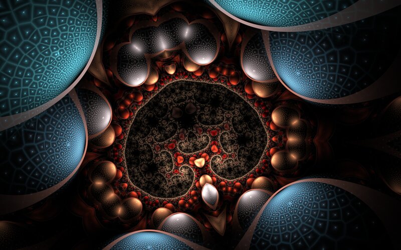 fractal tunnel with glowing spheres