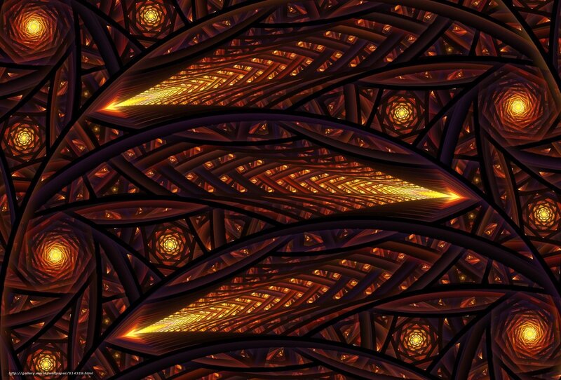 Fractal tunnel with glowing spirals