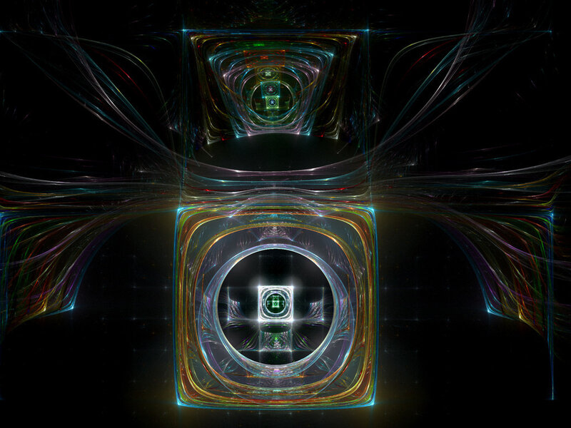 fractal tunnel with glowing squares
