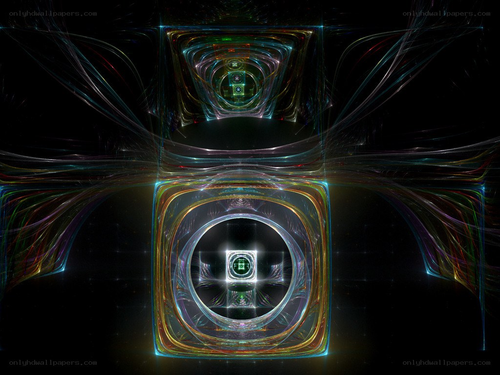 fractal tunnel with glowing squares