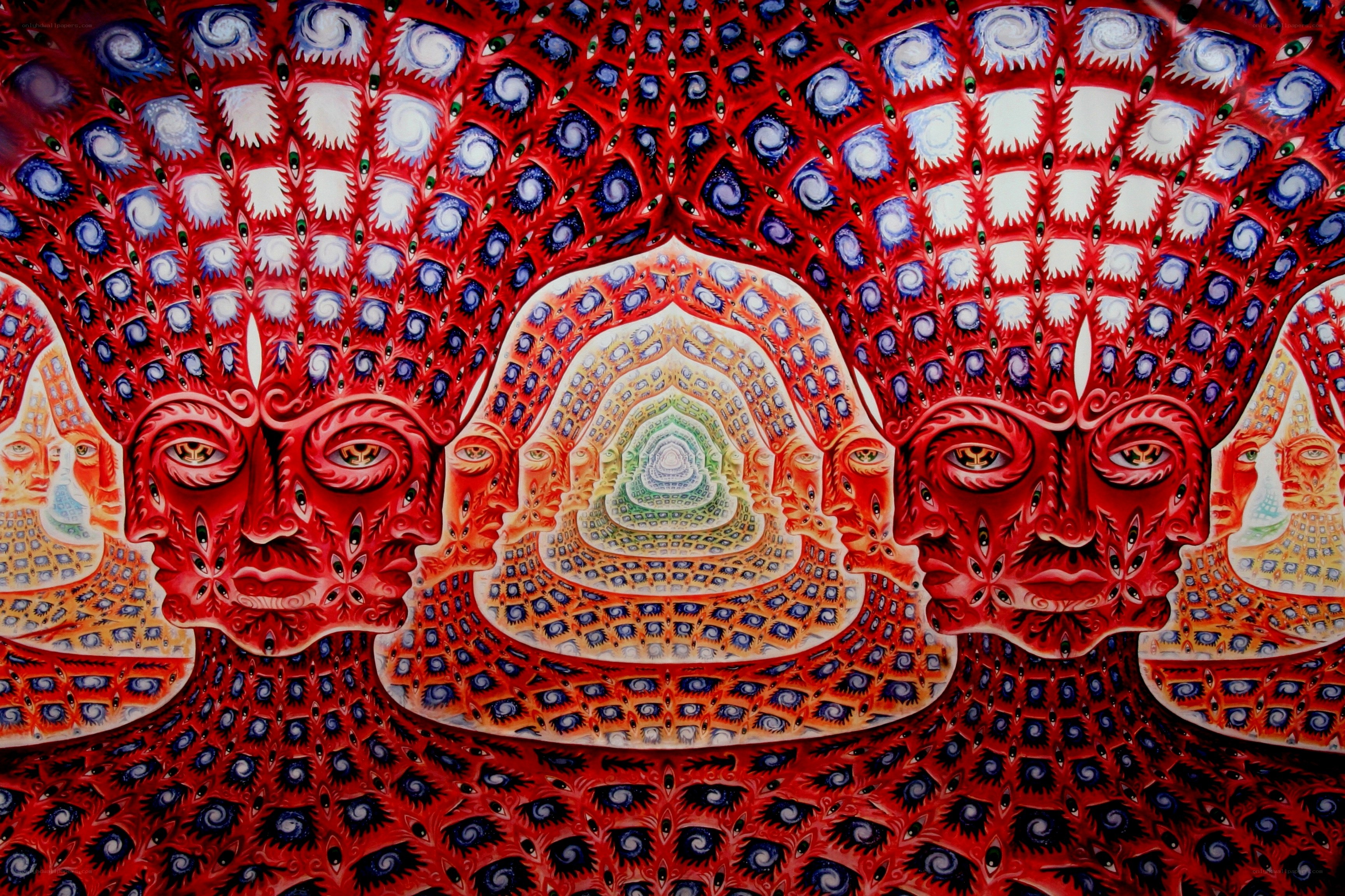 Fractal tunnel with red faces