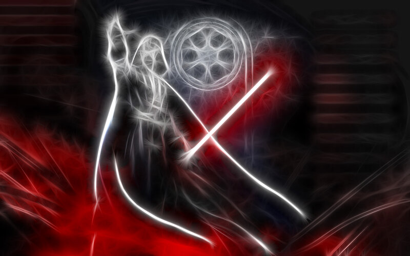 fractal warrior with glowing sword
