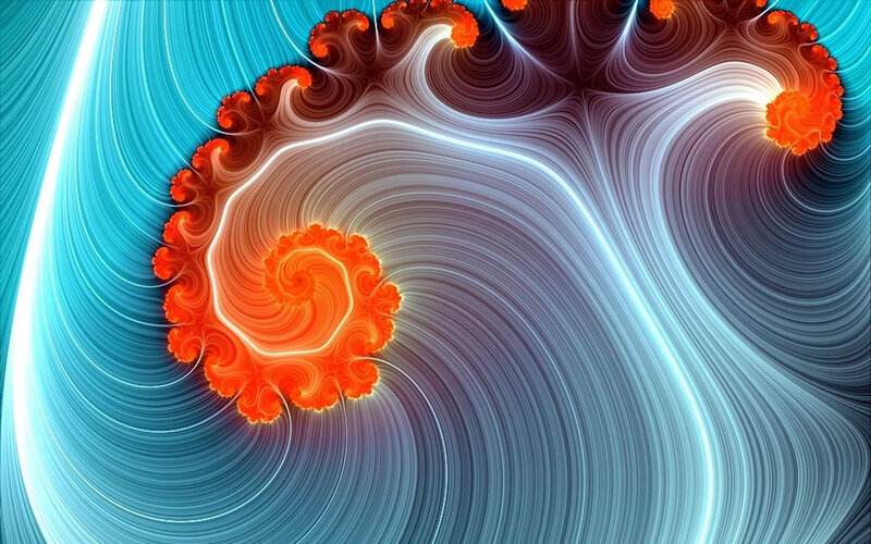Fractal Wave Patterns — Blue, Dynamic