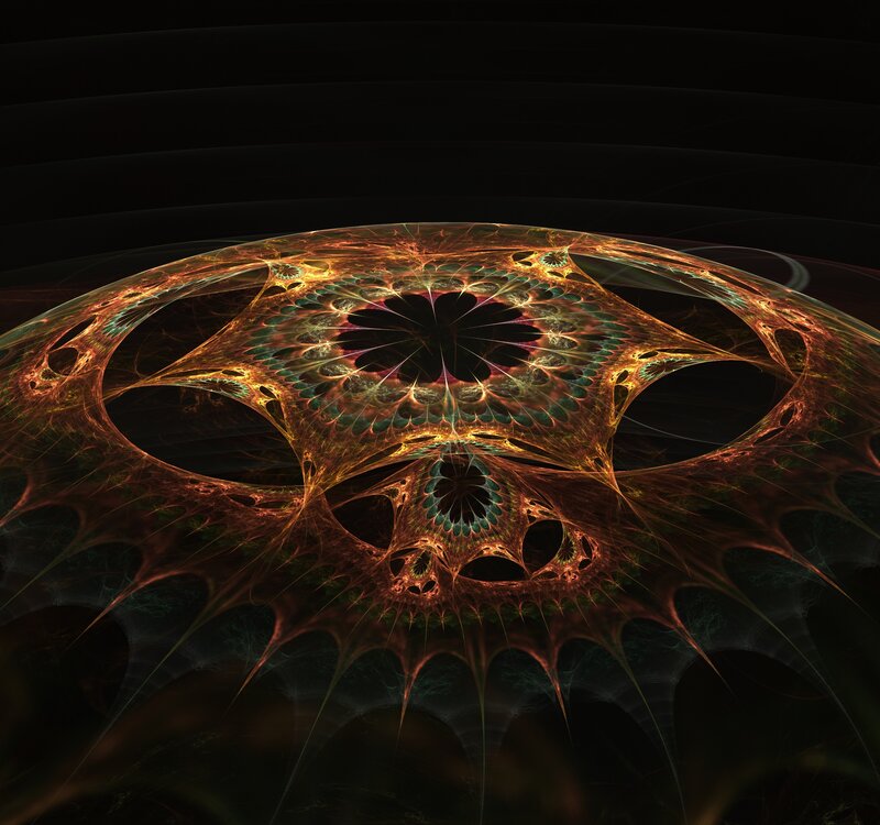Fractal Web Structure — Black, Dramatic, Digital Art