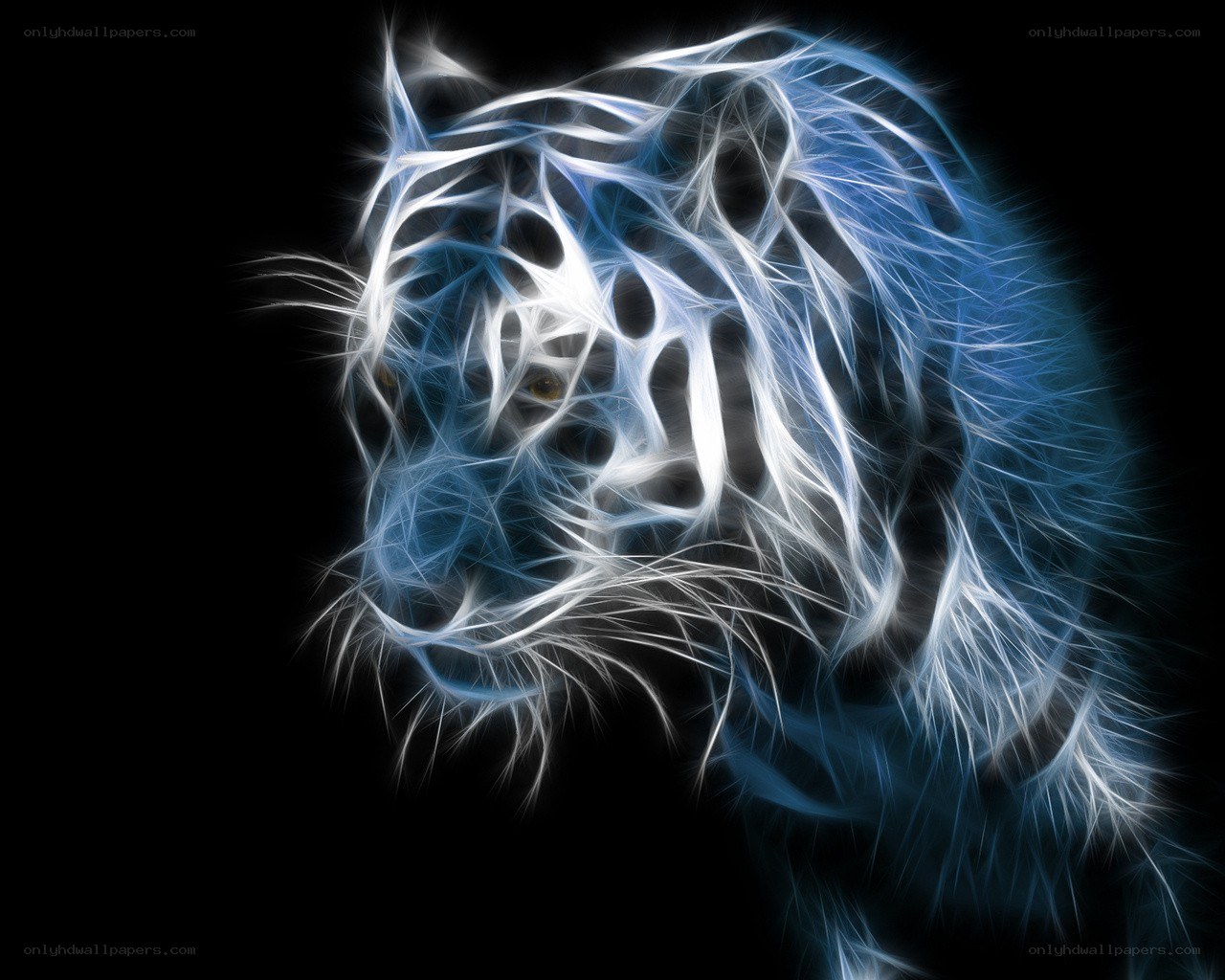 fractal white tiger head