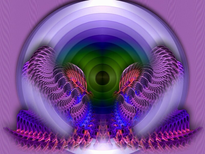 Fractal wings in a rainbow circle