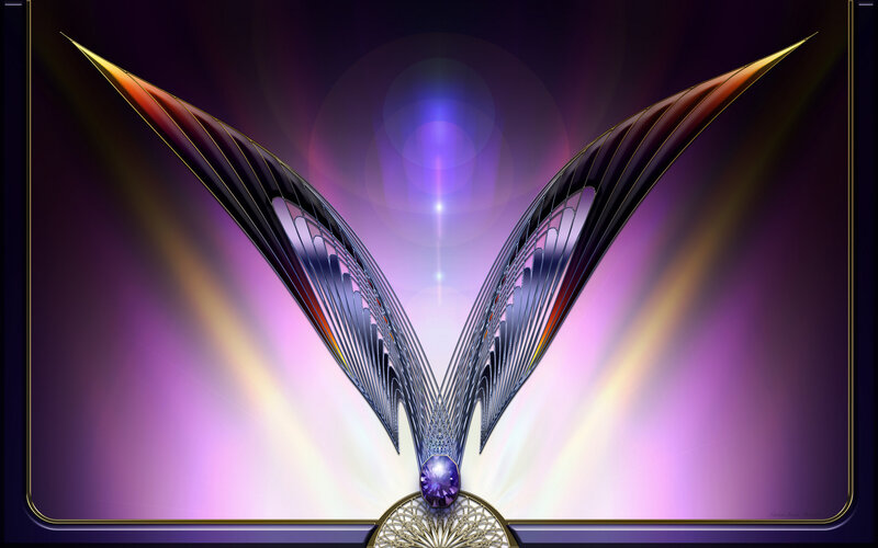 Fractal wings with gemstone