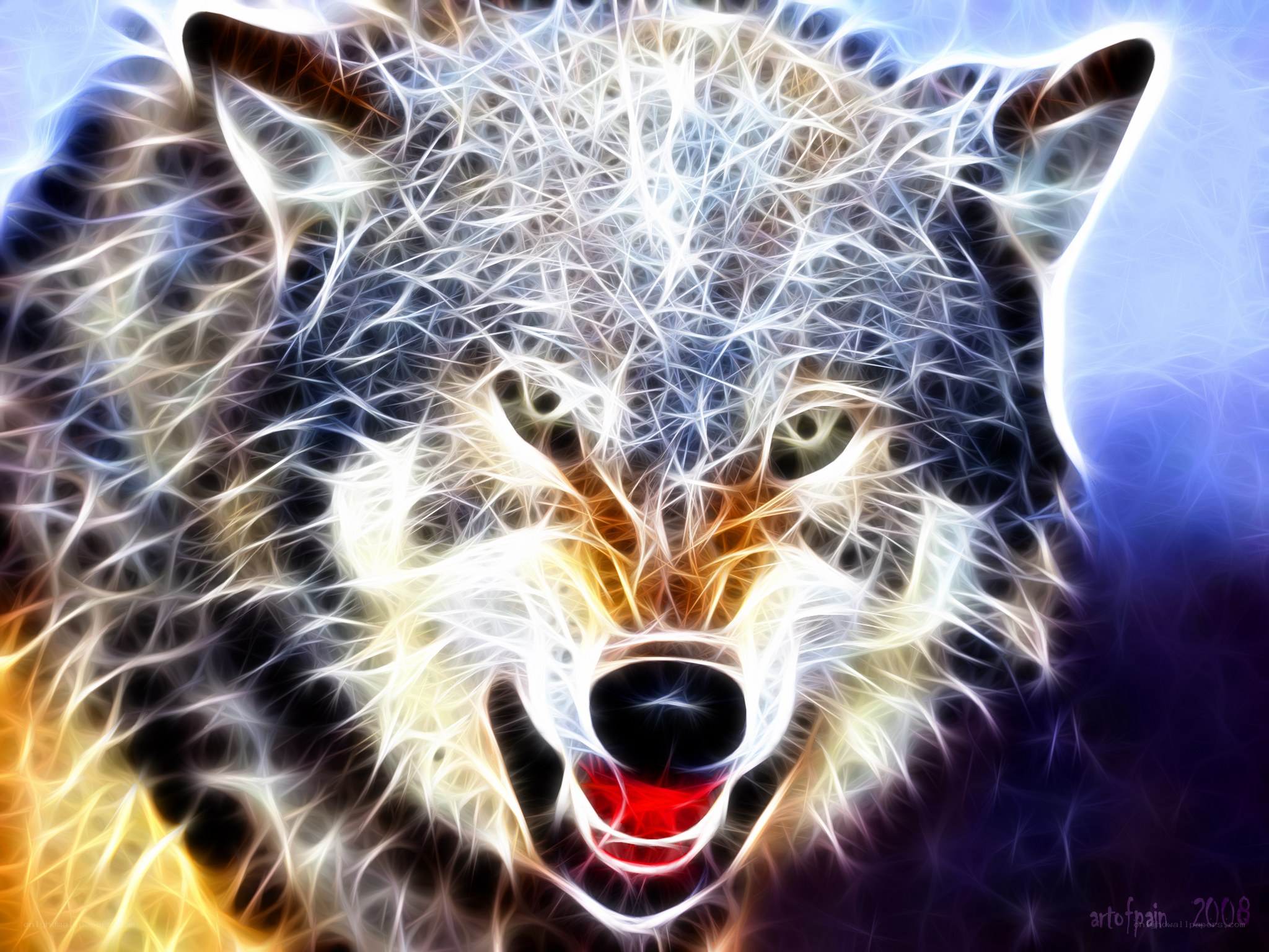 fractal wolf portrait