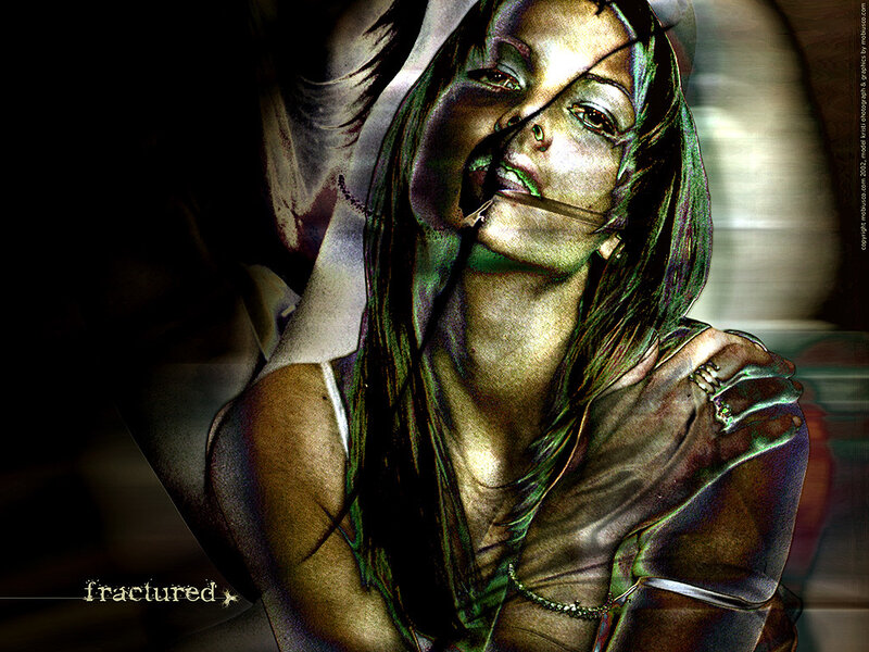 fractured woman with cigarette
