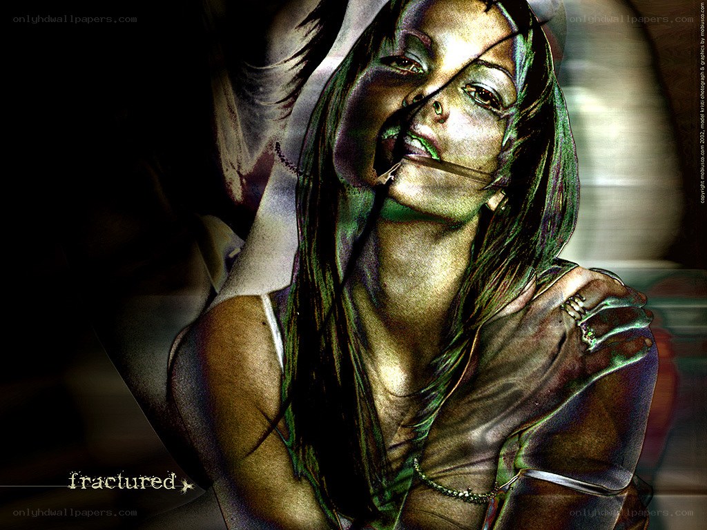 fractured woman with cigarette