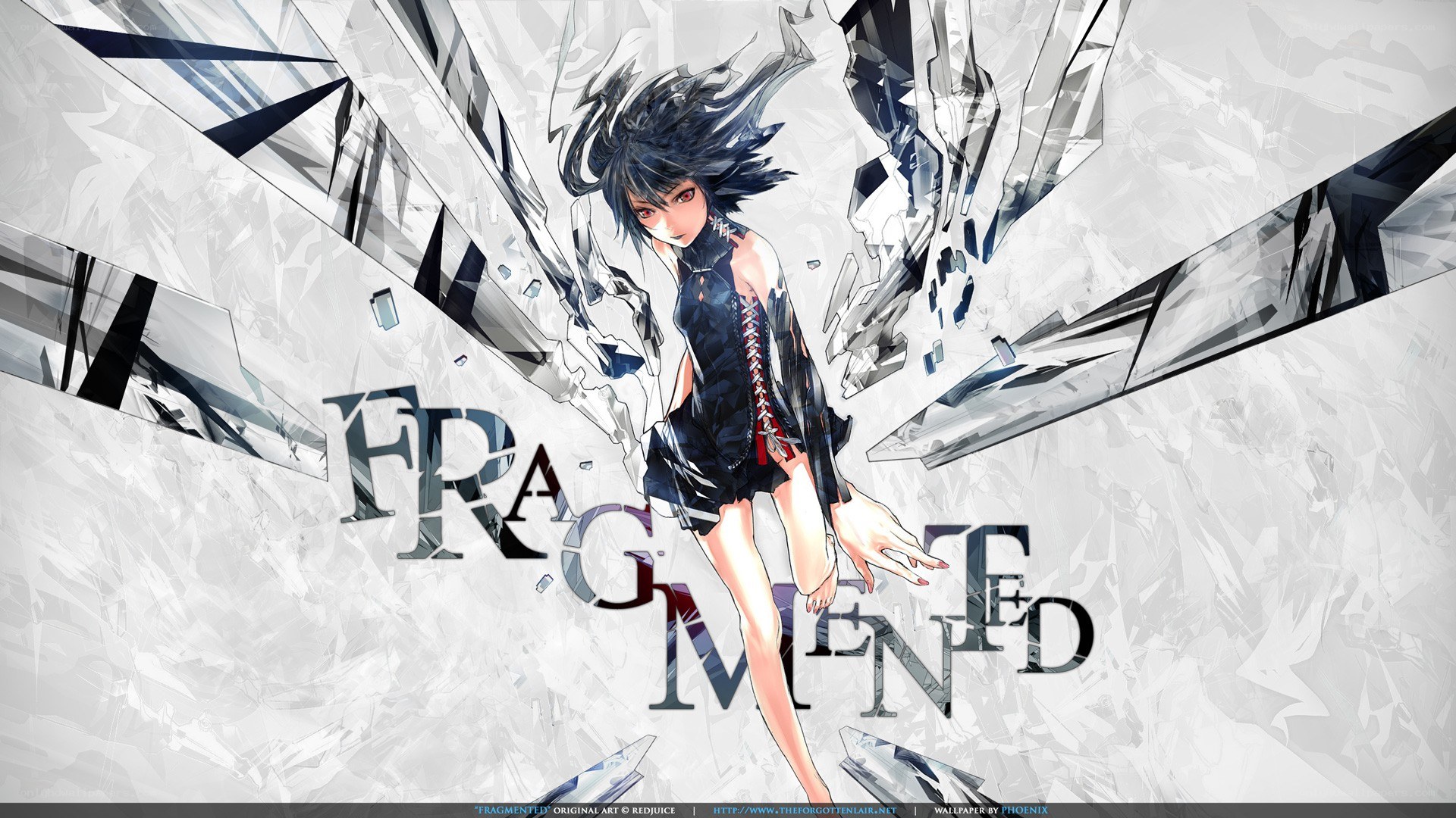 Fragmented anime girl artwork