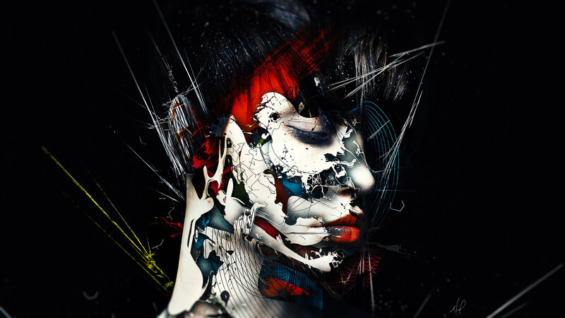 Fragmented Face Portrait — Black