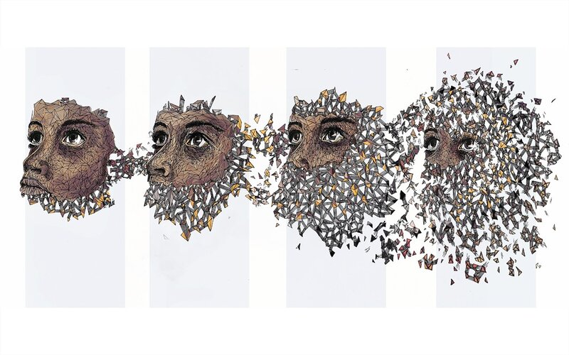 fragmented faces in motion