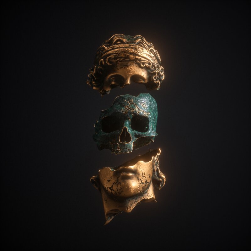 Fragmented Golden Skull
