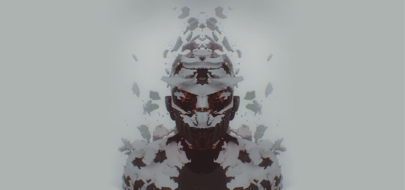 fragmented robotic figure
