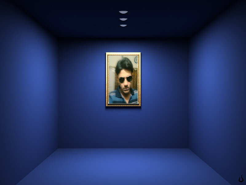 Framed Portrait of Man — Blue