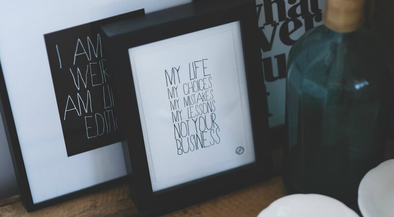 Framed Quotes on Table