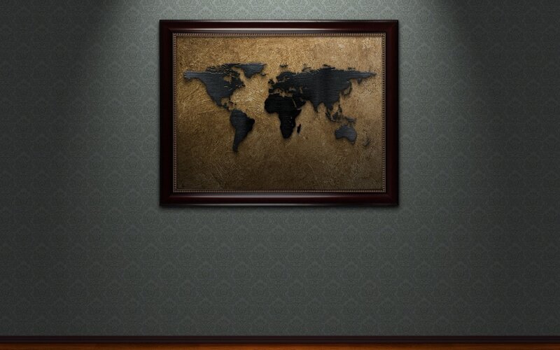 framed world map artwork
