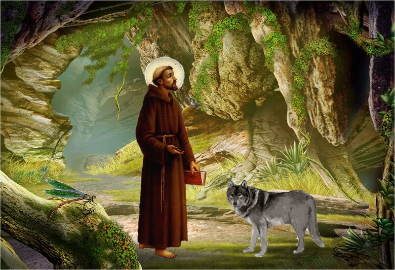 Franciscan Monk with Wolf