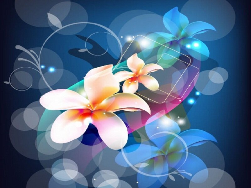 Frangipani Flowers — Blue