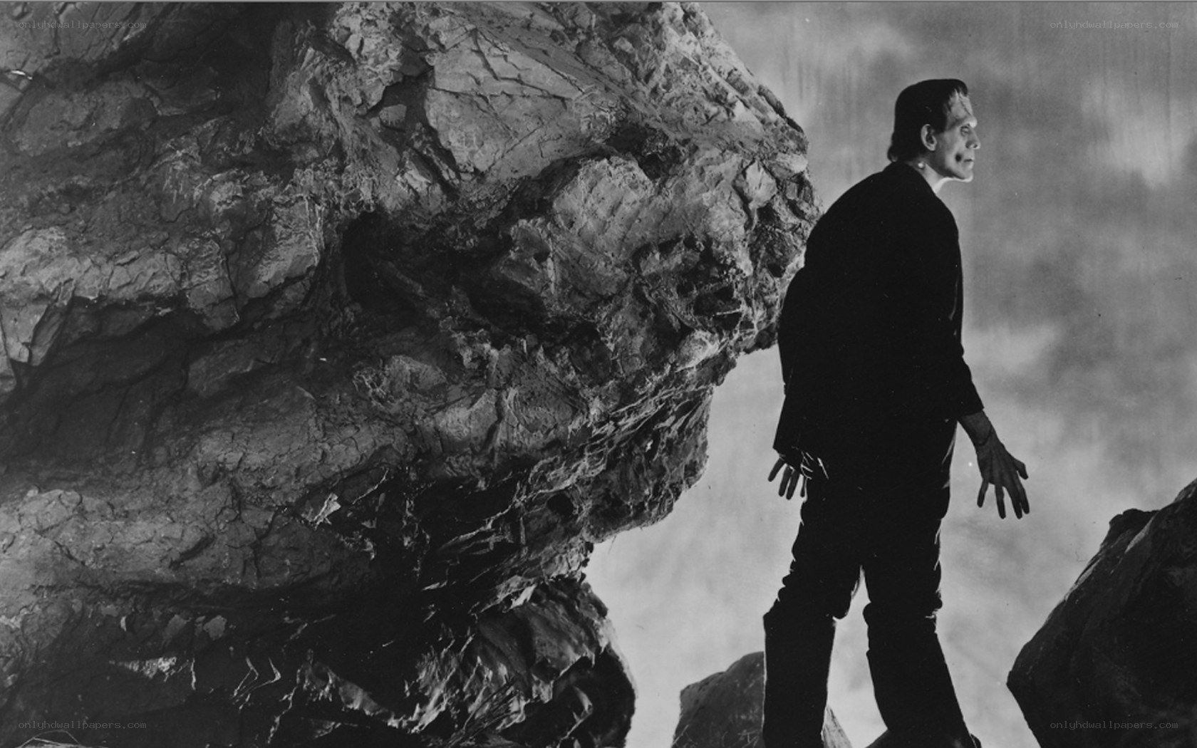 Frankenstein monster on a cliff