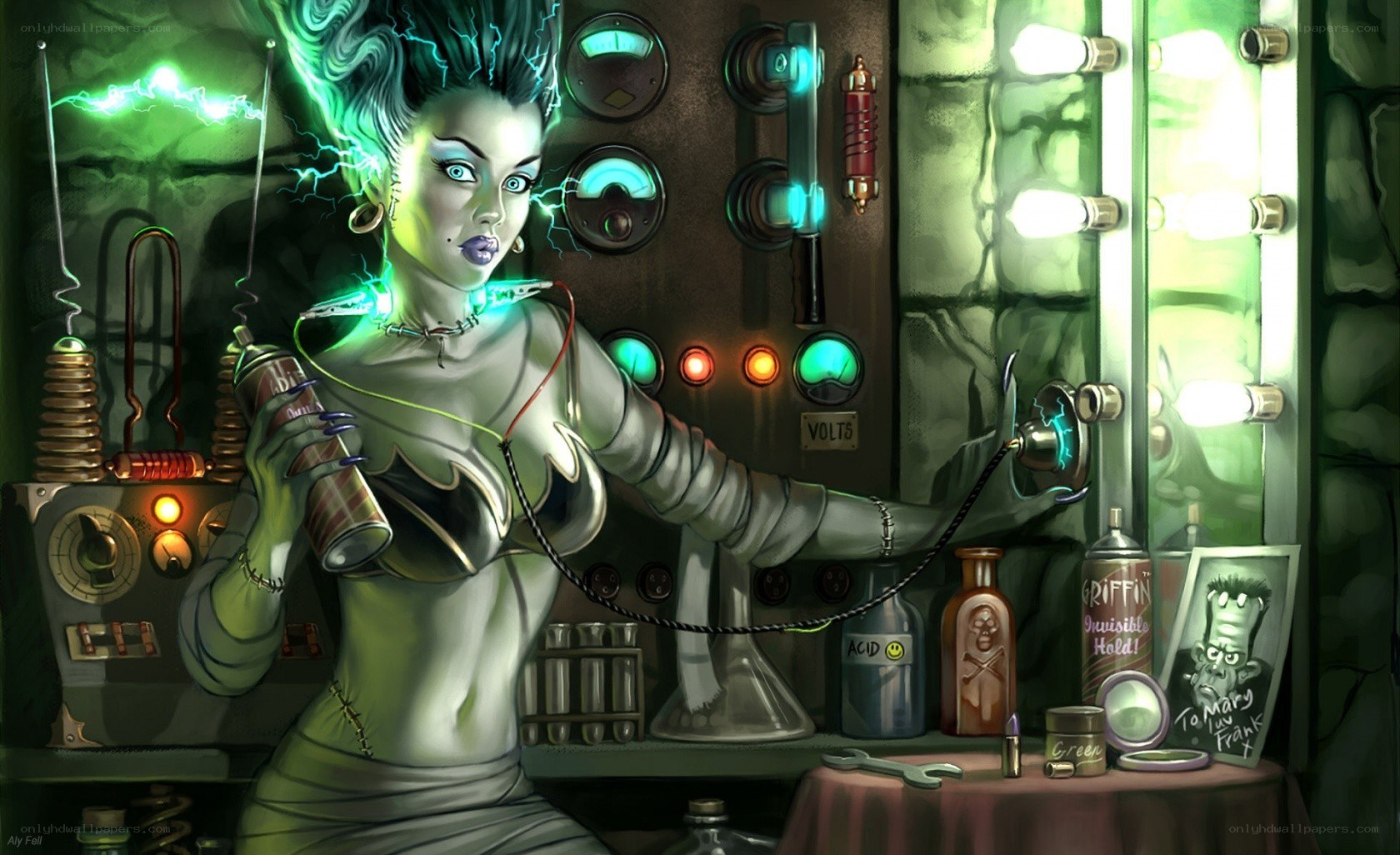 Frankenstein's bride in lab