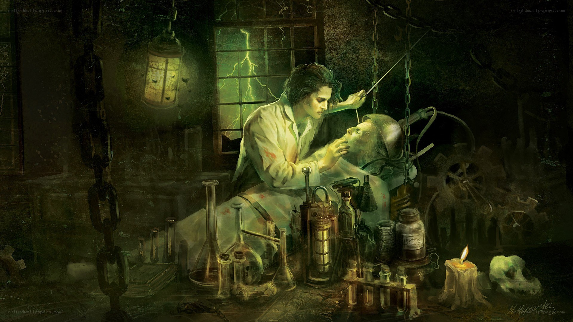 Frankenstein's laboratory scene