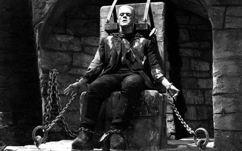 Frankenstein's Monster — Black, Dramatic, Photograph, Chains, Stone Wall
