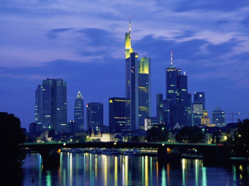 Frankfurt skyline at dusk