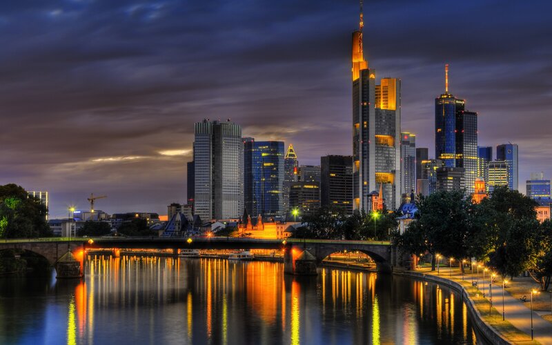 Frankfurt skyline at dusk