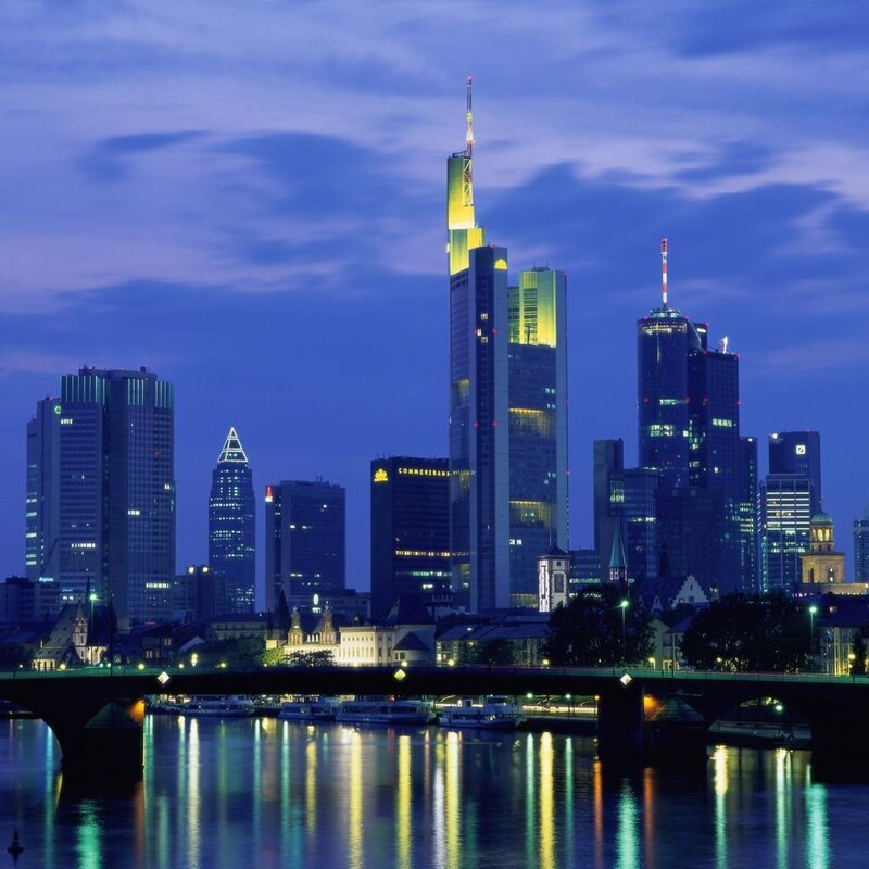 Frankfurt skyline at dusk