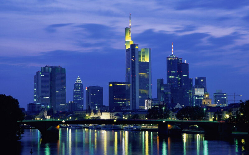 Frankfurt skyline at dusk