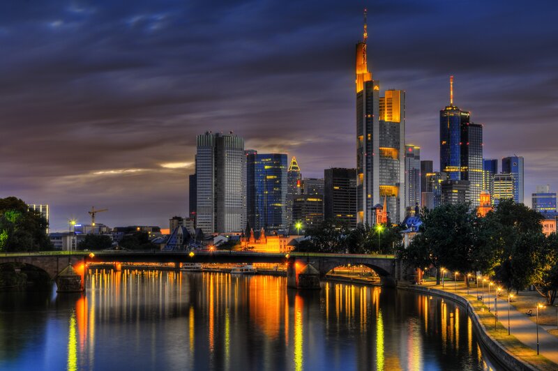 Frankfurt skyline at dusk