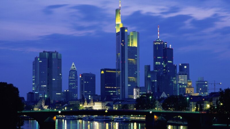 Frankfurt skyline at dusk