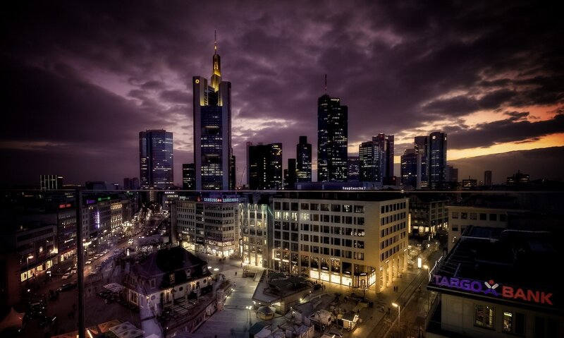 Frankfurt skyline at dusk