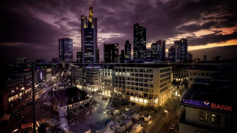 Frankfurt skyline at dusk