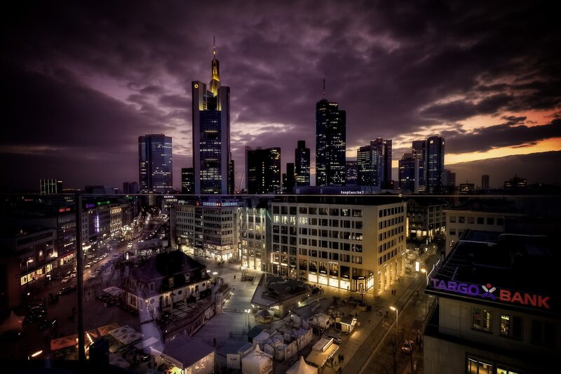 Frankfurt skyline at dusk