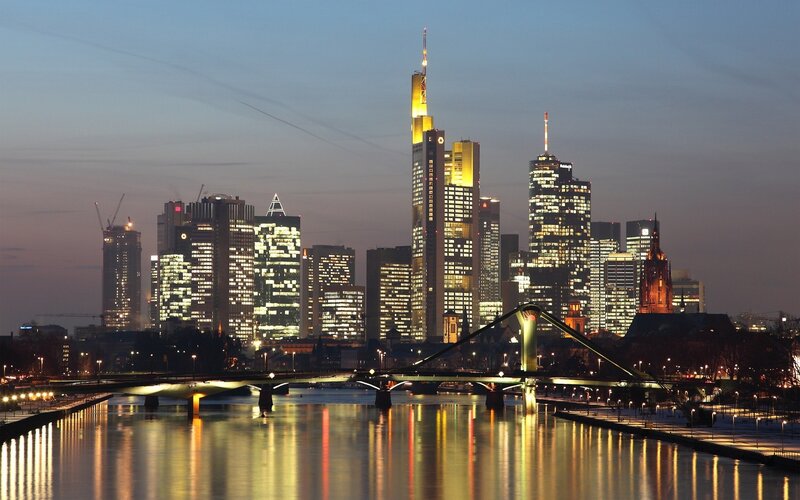 Frankfurt skyline at dusk