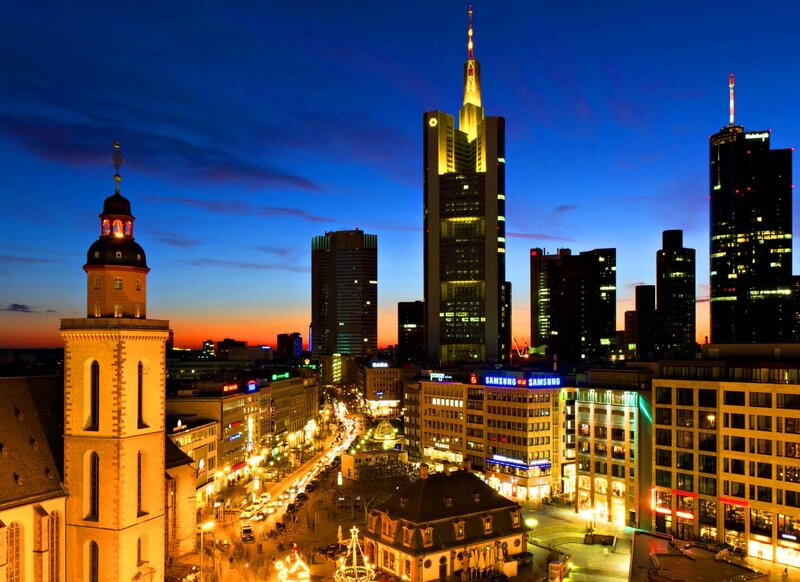 Frankfurt skyline at dusk