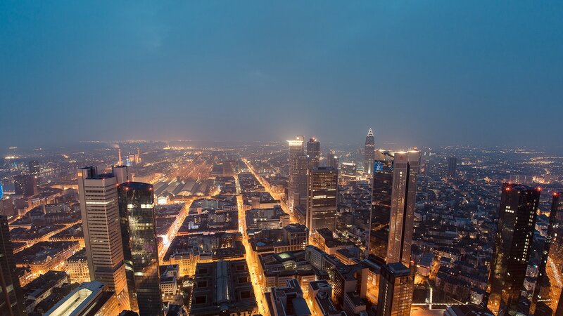 Frankfurt skyline at dusk