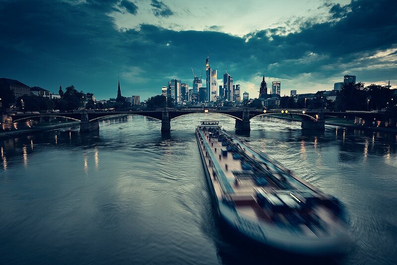 Frankfurt skyline at dusk