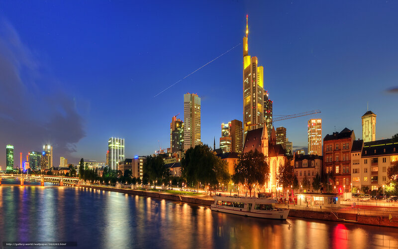 Frankfurt skyline at dusk