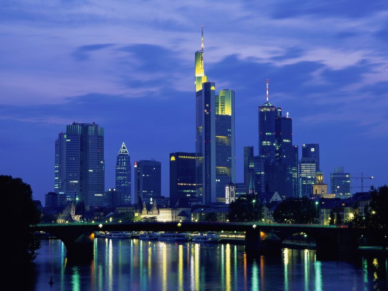 Frankfurt skyline at dusk
