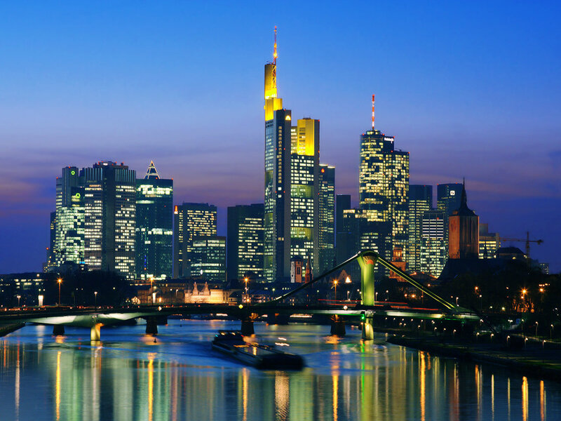 Frankfurt skyline at dusk