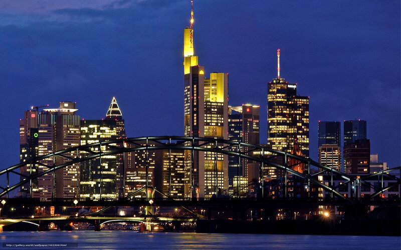 Frankfurt skyline at dusk