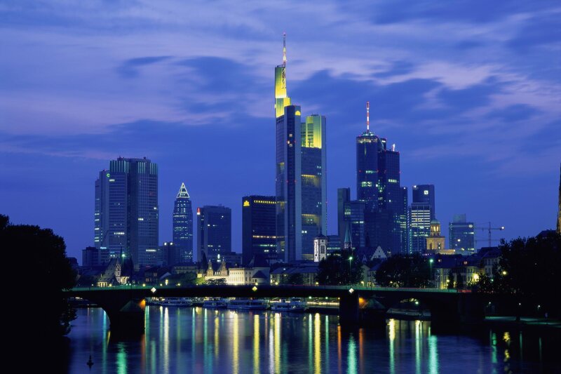 Frankfurt skyline at dusk