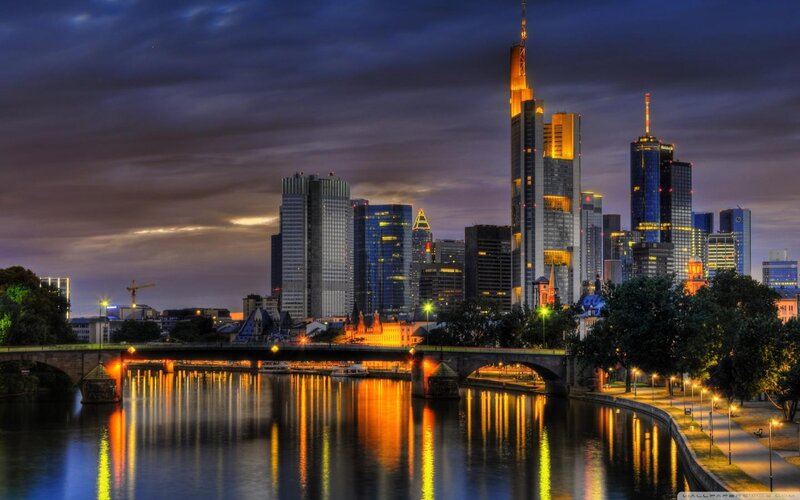 Frankfurt Skyline at Dusk — Blue, Dramatic, Night